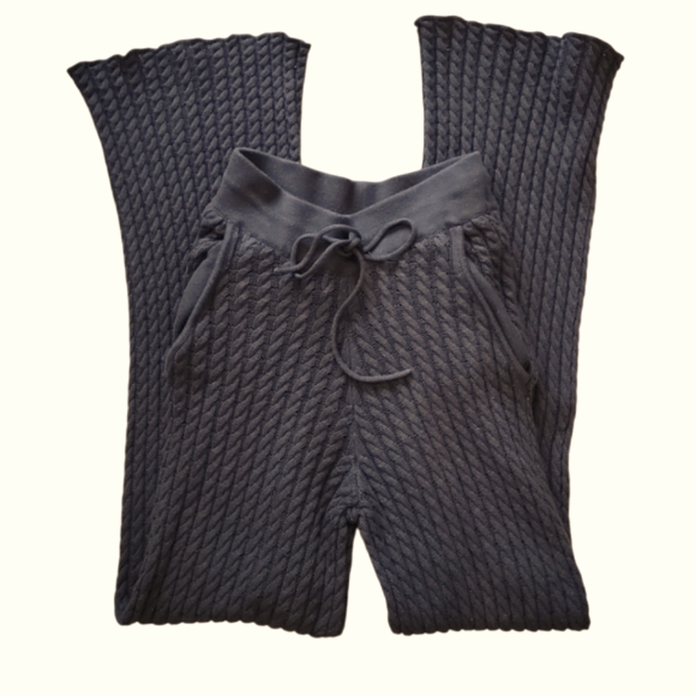 $368 AMUR Cable Knit Lounge Pant in Navy Eclipse size Small - Picture 2 of 4